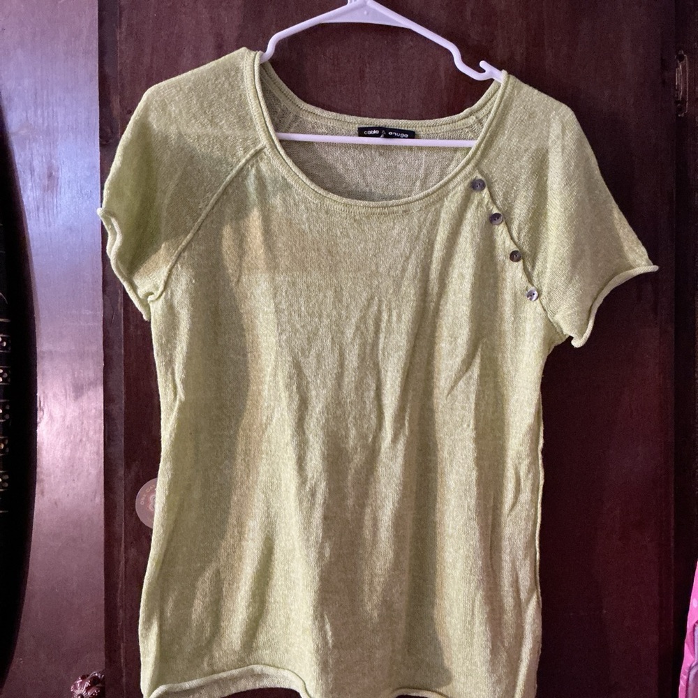 Cable & Gauge Light Green Short Sleeve Top